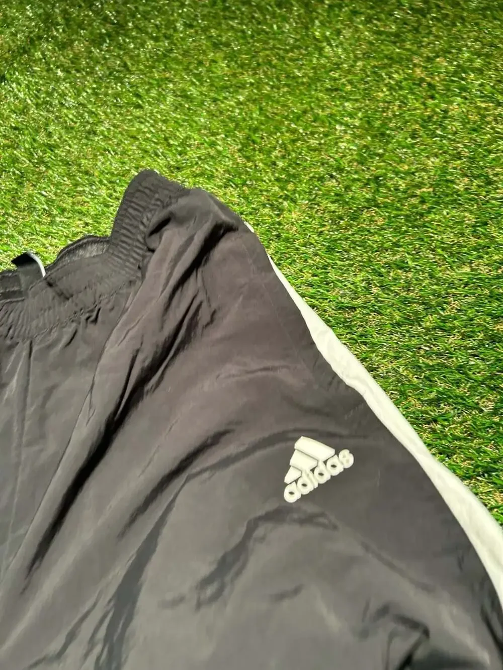 Adidas Men's Black and Grey Colorblock Woven Wind Jogger Track Pants